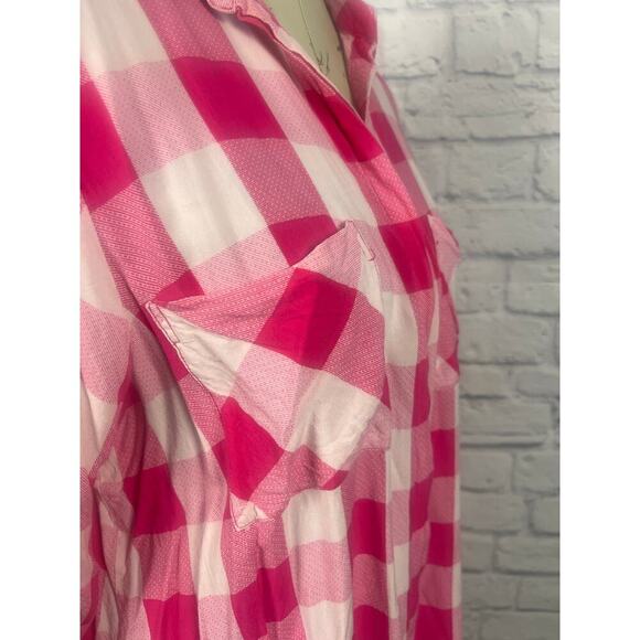 Khakis & Co Pink Plaid Button-Up Blouse - Women's 1X - Picture 3 of 7